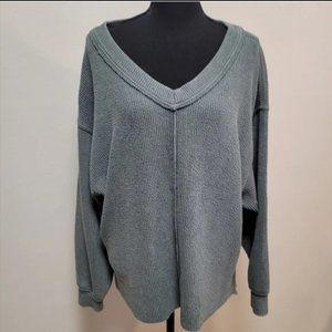 Textured V-Neck Sweatshirt